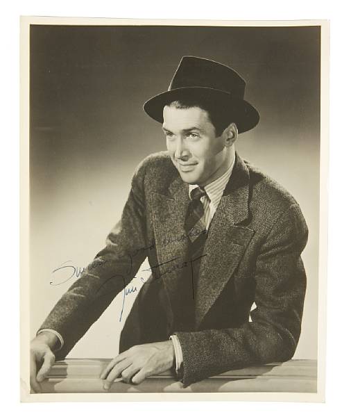 Appraisal: A James Stewart signed black and white photograph s A