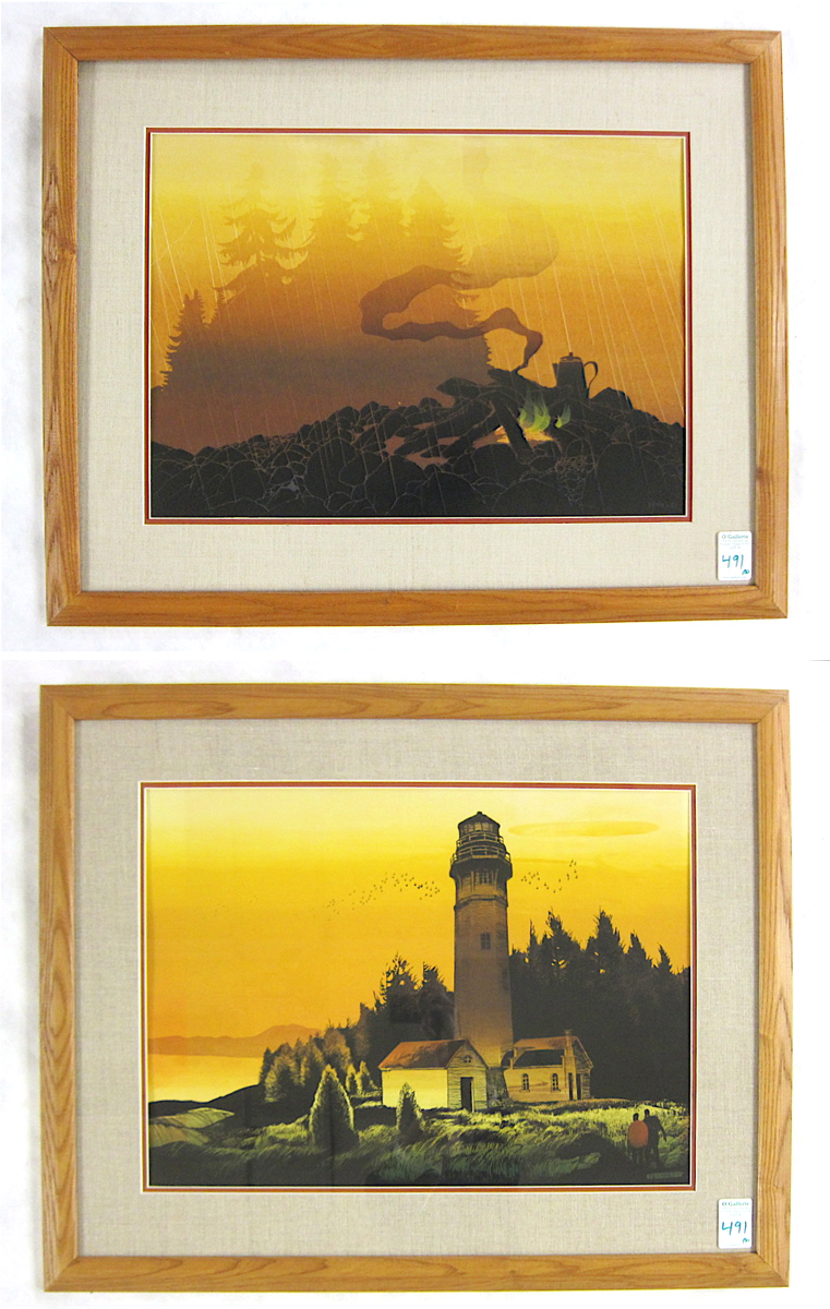 Appraisal: ELTON BENNETT TWO SERIGRAPHS Washington - Titled Lighthouse and Steelhead