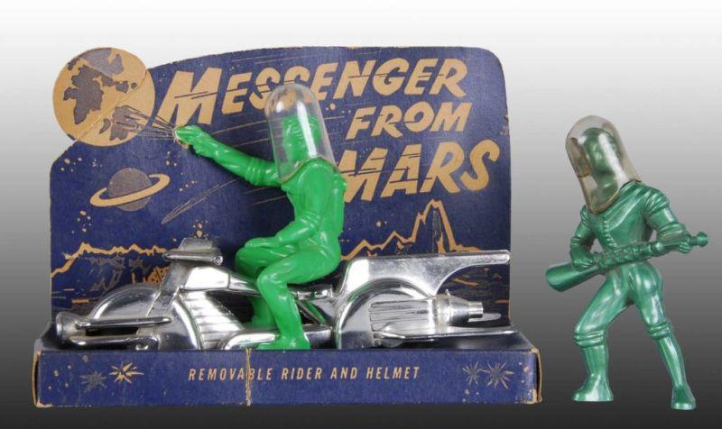 Appraisal: Ideal Messenger from Mars Motorcycle Toy on Card Description Plastic