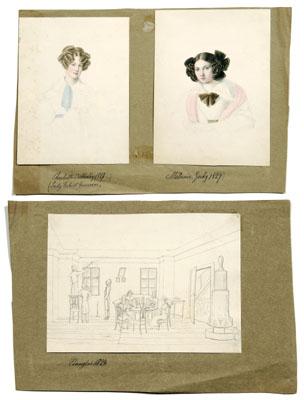 Appraisal: Three early th century drawings two portraits of women quot