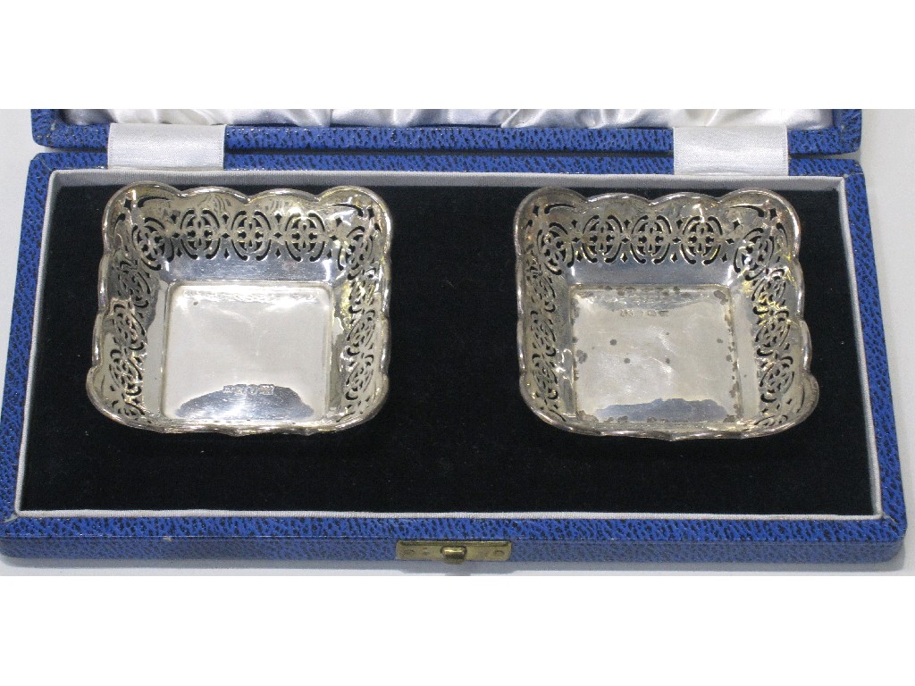 Appraisal: Cased pair of silver dishes Birmingham