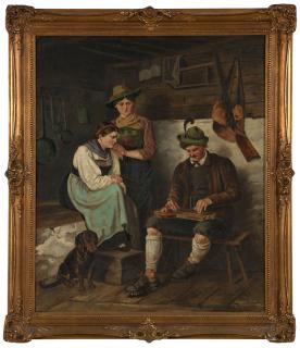 Appraisal: Franz von Defregger ''Der Zitherspieler'' zither player in a Bavarian