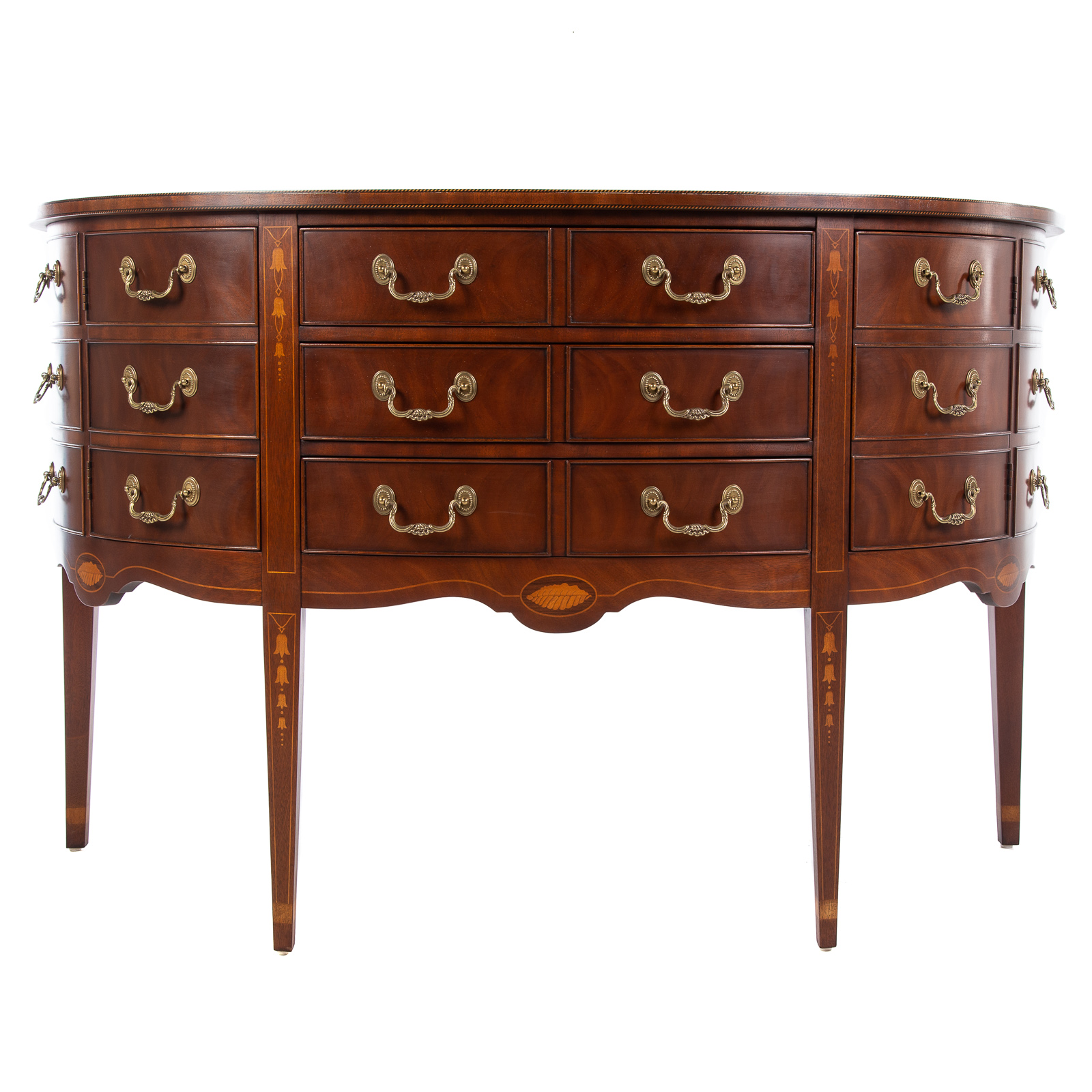 Appraisal: E J VICTOR MAHOGANY INLAID DEMILUNE SIDEBOARD th century having