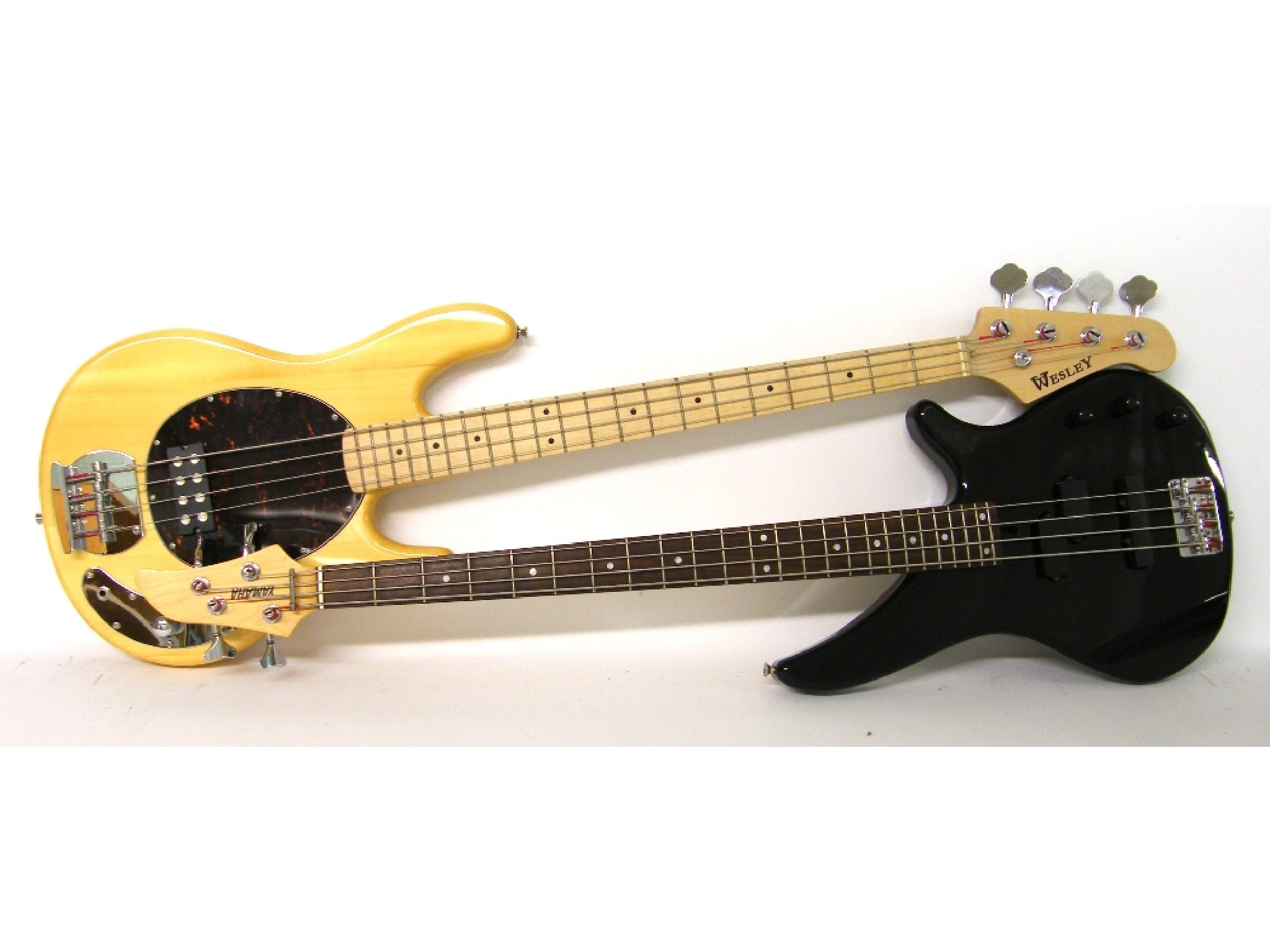 Appraisal: Wesley Stingray style bass guitar natural finish electrics in working