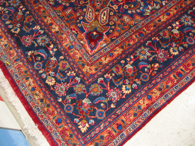 Appraisal: PERSIAN SABZEVAR CARPET floral and central floral medallion design on