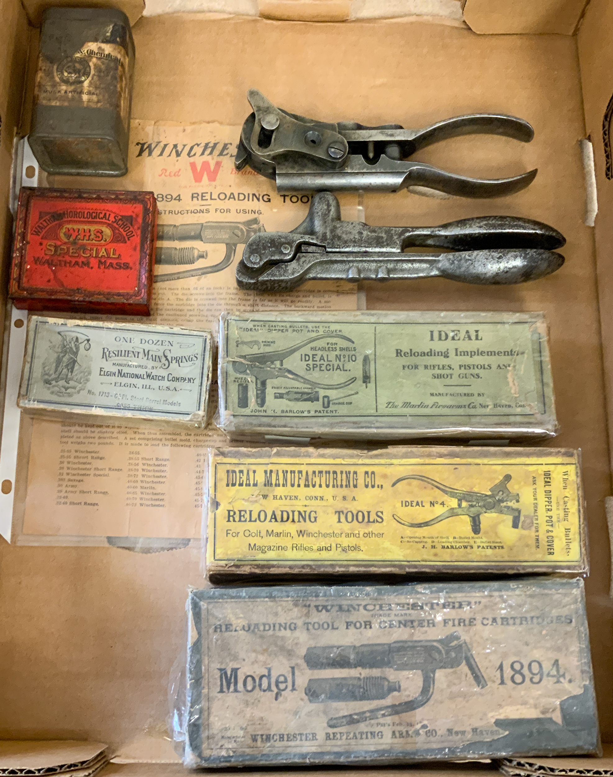 Appraisal: GROUP OF BULLET MOLDS ADVERTISING BOXES AND TINS Marlin and