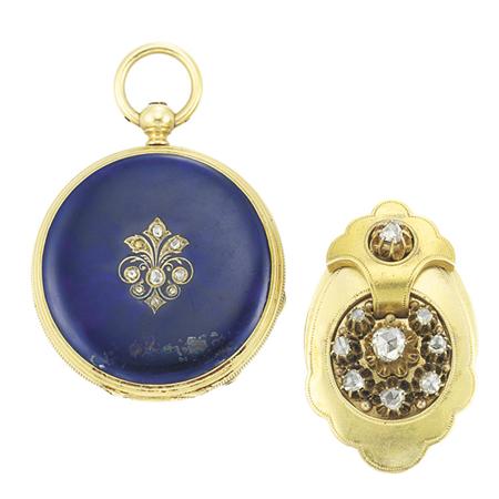 Appraisal: Antique Gold and Enamel Hunting Case Pocket Watch and Gold