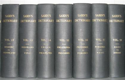 Appraisal: vols Sabin's Dictionary Sabin Joseph Dictionary of Books Relating to