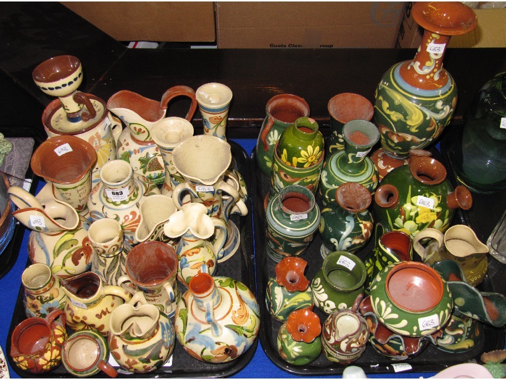 Appraisal: Lot comprising two trays of Allervale pottery items - vases