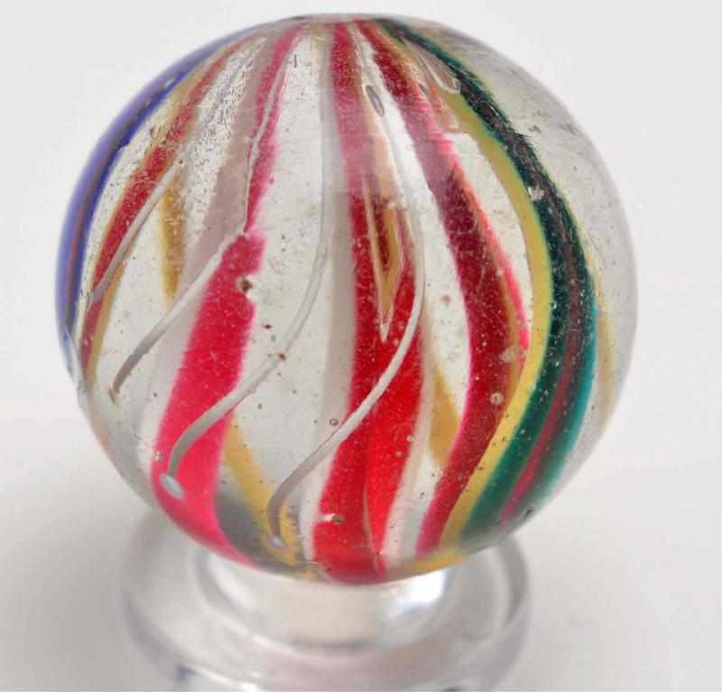 Appraisal: Stunning End-of-Cane Divided Core Ribbon Marble Description Two as-made hot