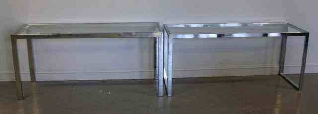 Appraisal: Pair of Chrome Midcentury Consoles From a Larchmont NY estate