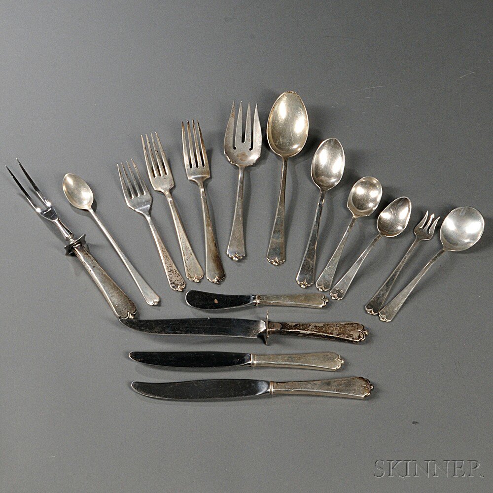 Appraisal: Watson Lotus Pattern Sterling Silver Flatware Service Massachusetts mid- th