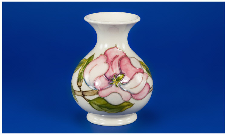 Appraisal: Moorcroft Bulbous Vase Magnolia Pattern on cream ground marks to