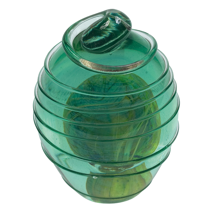 Appraisal: Kent Ipsen glass object clear green glass with a large