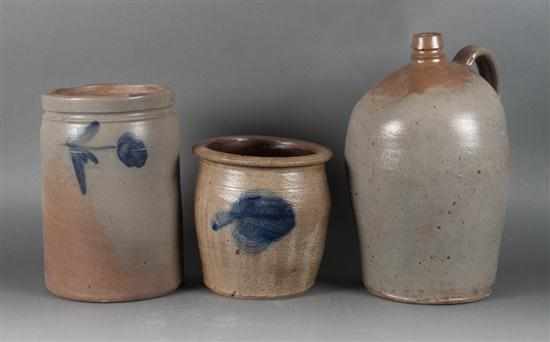 Appraisal: Two American salt glazed cobalt decorated stoneware storage crocks and