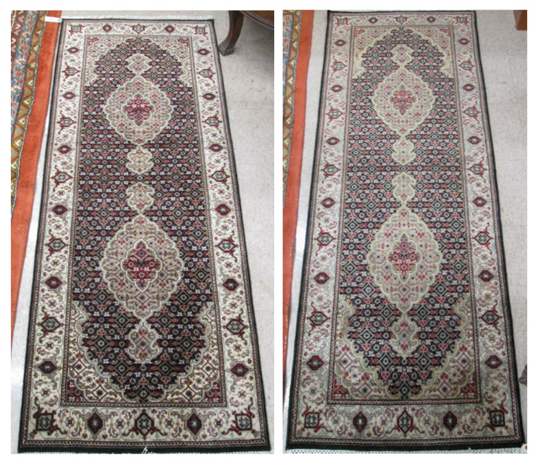 Appraisal: TWO SIMILAR HAND KNOTTED ORIENTAL AREA RUGS Persian Bidjar design