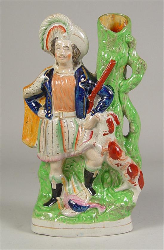 Appraisal: Staffordshire Figure of Hunter Mid th Century With dog and