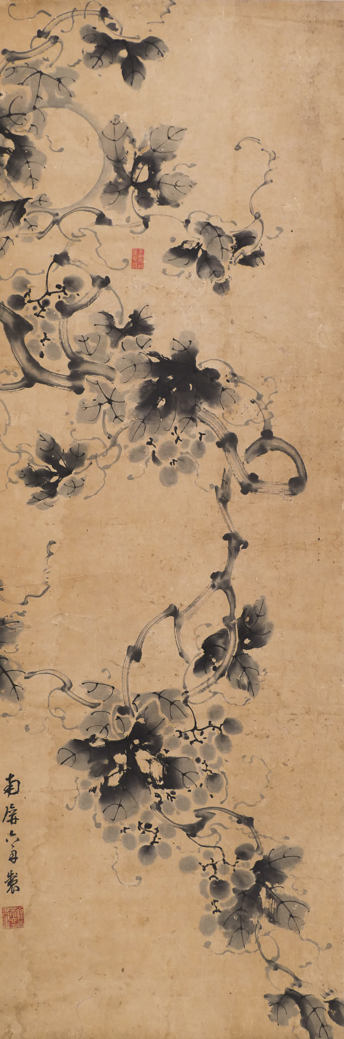 Appraisal: Liu Zhou - Chinese ''Grape Vine'' Scroll Painting ''x ''