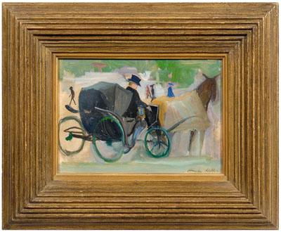 Appraisal: Kenneth Hayes Miller painting New York - horse and carriage