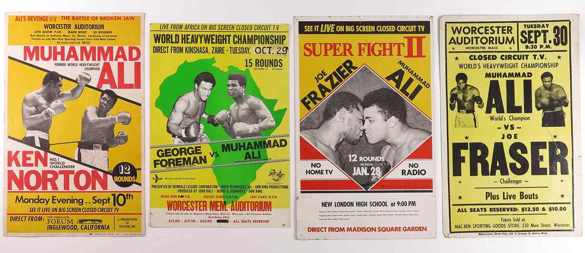 Appraisal: MUHAMMAD ALI ADVERTISING POSTERS advertising posters printed on cardboard for