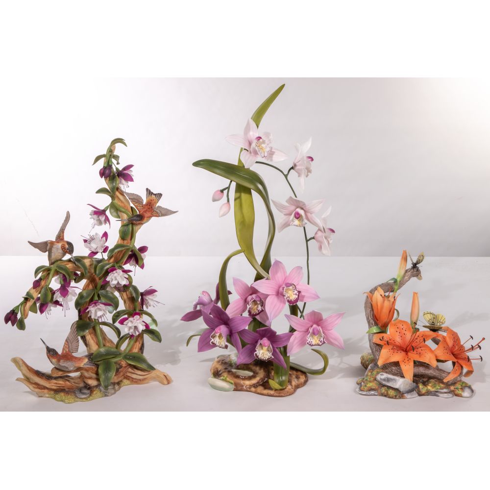 Appraisal: BOEHM PORCELAIN FIGURINE ASSORTMENT items including Hummingbirds with Fuchsia Cymbidium