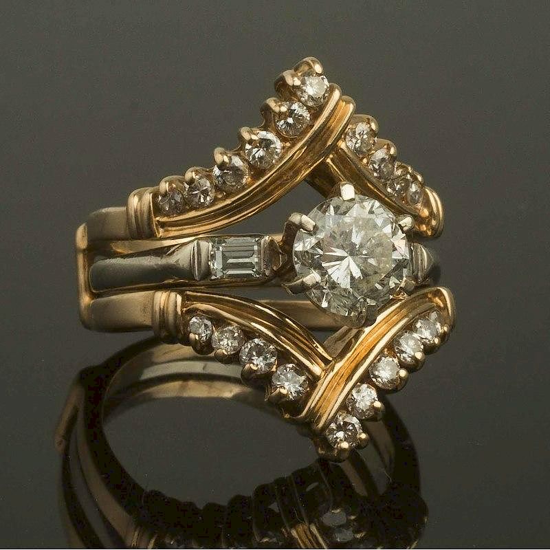 Appraisal: K Gold Diamond Ring Jacket Ladies k gold diamond ring