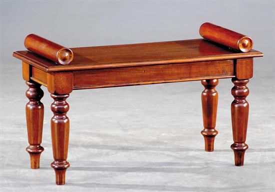 Appraisal: Regency style mahogany window bench rectangular molded top with short