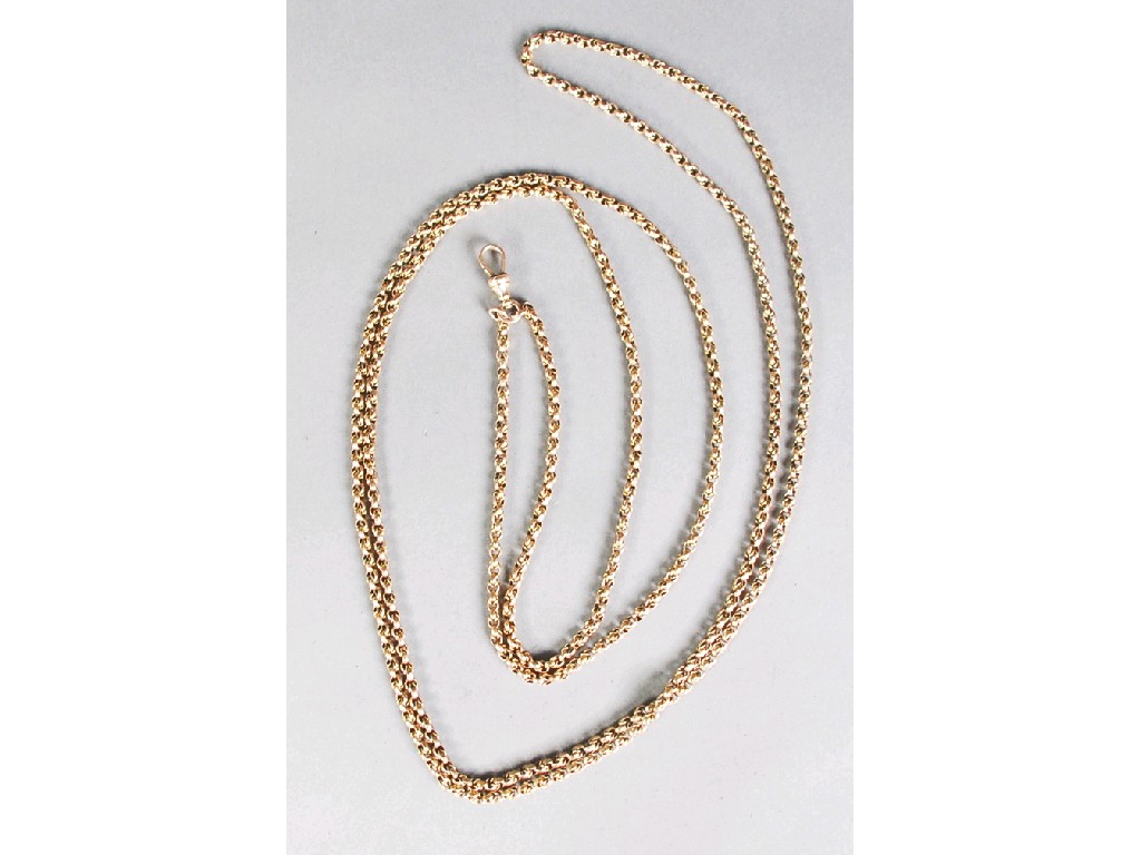 Appraisal: LONG ct GOLD GUARD CHAIN with clip ' long approx