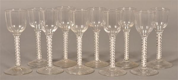 Appraisal: Ten Cotton Twist Stem Flint Wine Glasses Set of Ten