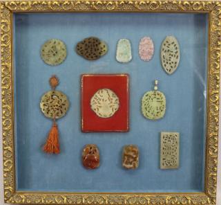 Appraisal: Cased Chinese Carved Stones Cased Chinese Carved Stones Overall Size