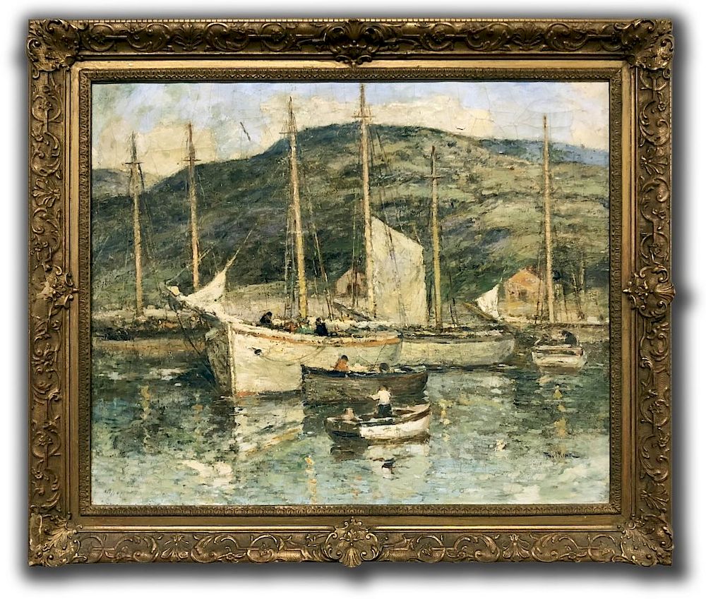 Appraisal: King Oil on Canvas Camden Harbor Camden Maine Paul Bernard