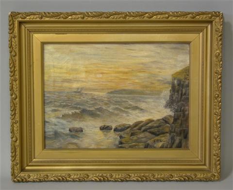 Appraisal: G BAKER SEASCAPE Oil on canvas x in Framed lower