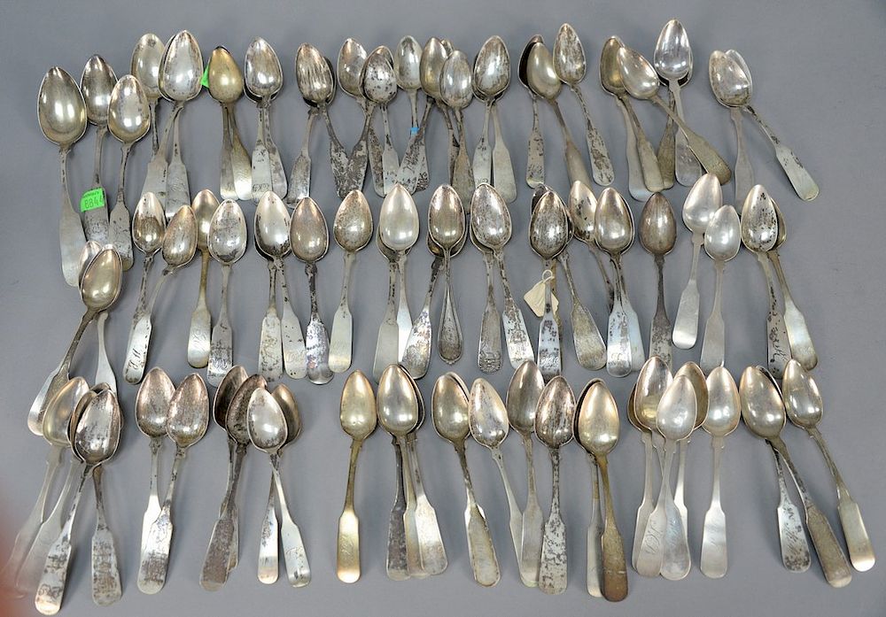 Appraisal: Large lot of N Harding Boston coin silver spoons total