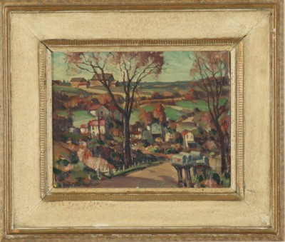 Appraisal: Mailbox circa oil on board x SLL complemented by an