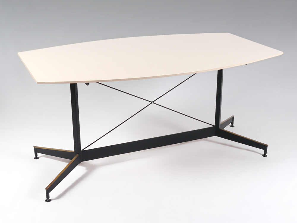 Appraisal: MID CENTURY MODERN TABLE DESK Cream laminate top over a