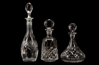 Appraisal: Three Continental Cut Crystal Spirits Decanters Continental th century A