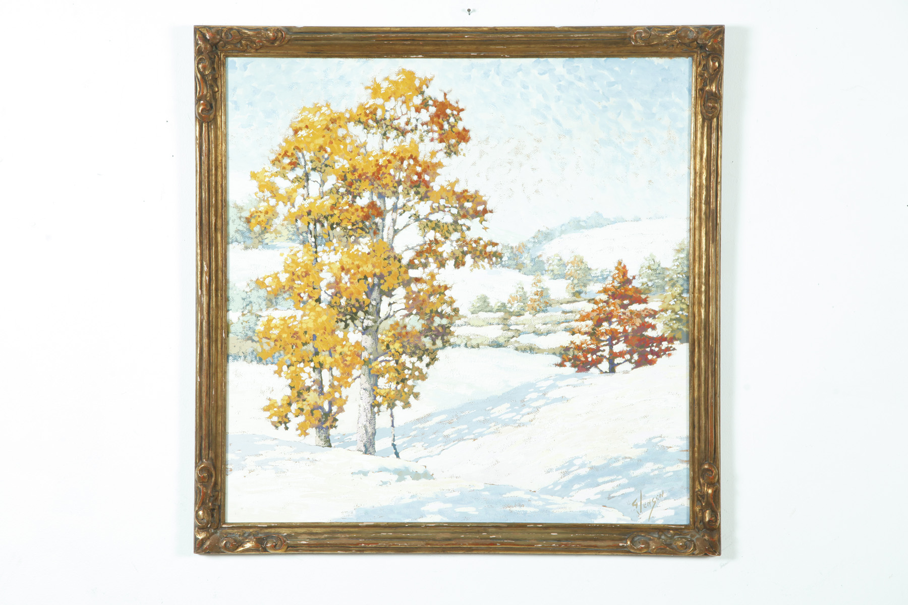 Appraisal: WINTERSCAPE BY GEORGE JENSEN OHIO - Oil on artistboard signed