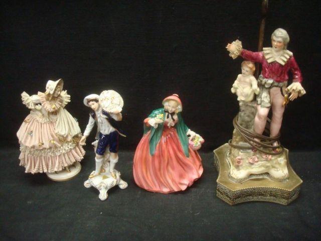 Appraisal: Dresden Figural Lamp along with Dresden Woman Doulton Figure and