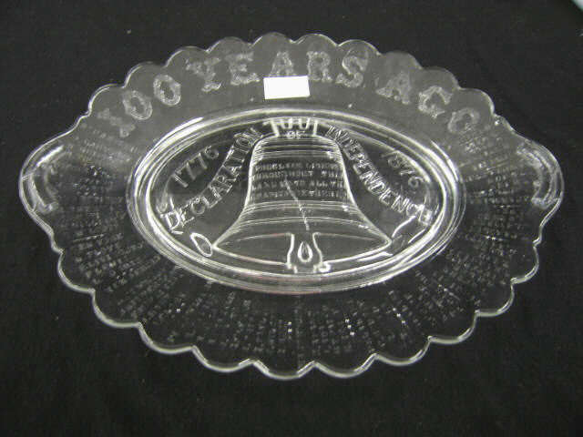 Appraisal: Centennial Pattern Glass Bread Tray Liberty Bell decor