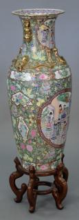 Appraisal: Chinese style palace vase on wood stand vase ht in