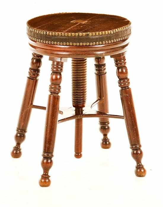 Appraisal: Southern Classical mahogany piano stool possibly Charleston circa circular top