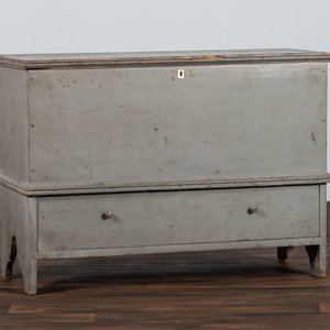 Appraisal: A Queen Anne Gray Painted One-Drawer Blanket Chest Likely Connecticut