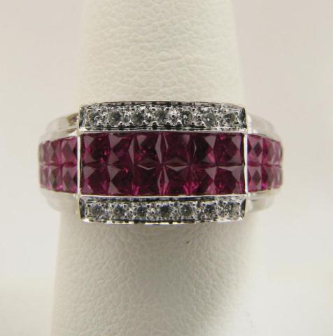 Appraisal: LeVian k white gold ring with invisible set rubies prong