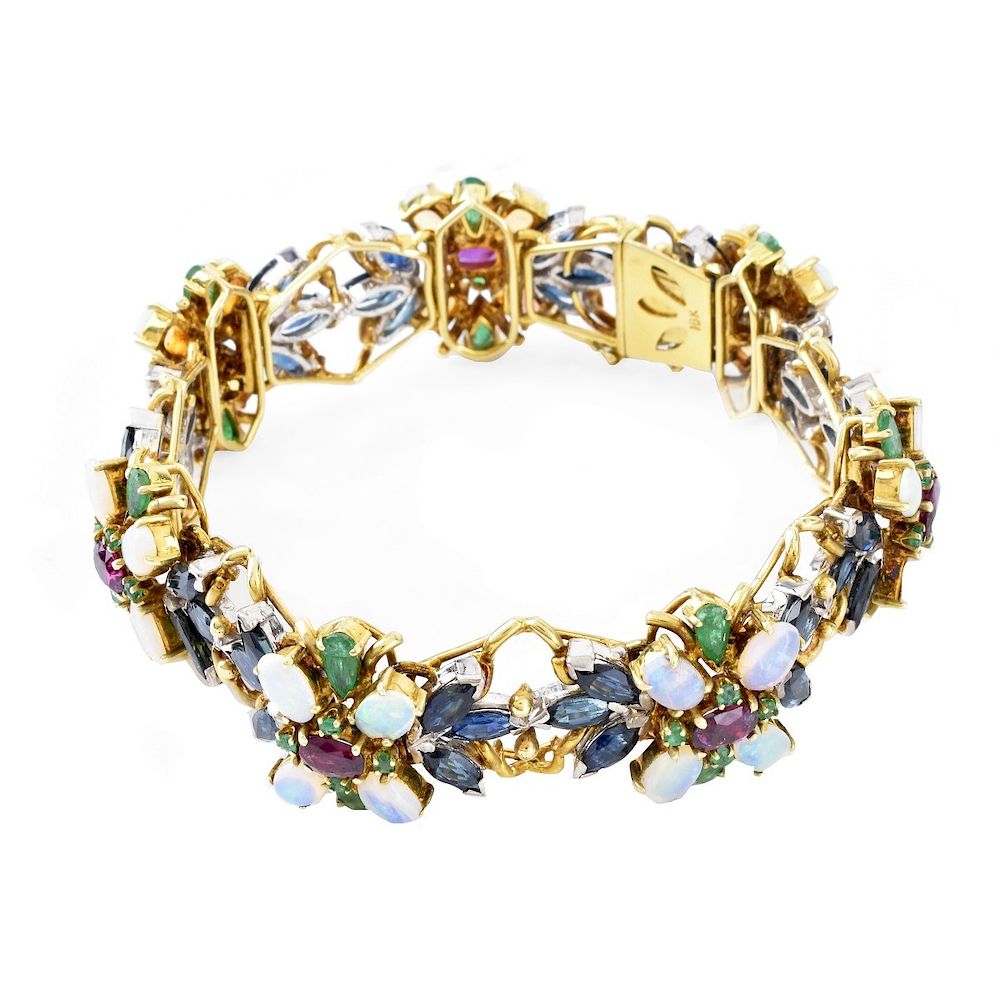 Appraisal: Vintage Multi-Gemstone and K Bracelet Vintage Approx Carat TW Sapphire