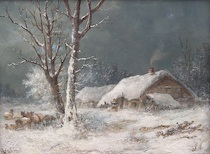 Appraisal: Unknown Artist American th Century Winter landscape Oil on Academy