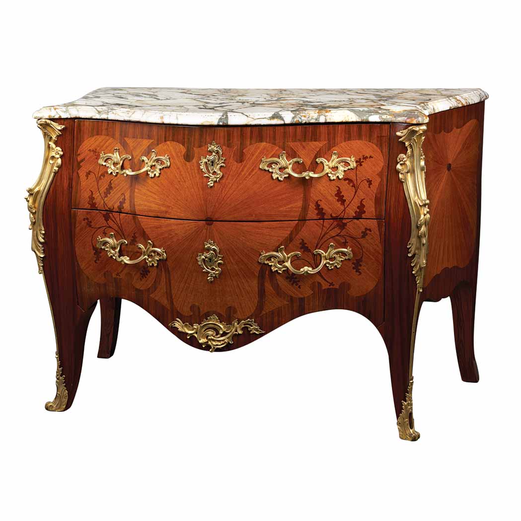 Appraisal: Louis XV Style Gilt-Bronze Mounted Tulipwood and Kingwood Commode The