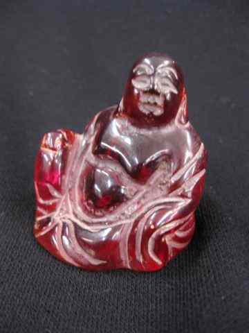 Appraisal: Carved Cherry Amber Figurine of a Buddha '' excellent