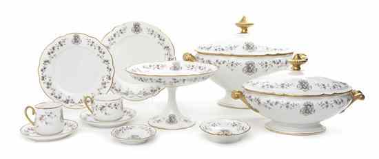 Appraisal: A French Porcelain Partial Dinner Service Mansard comprising platters dinner