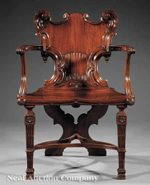 Appraisal: A Fine William IV Carved Mahogany Armchair c molded back