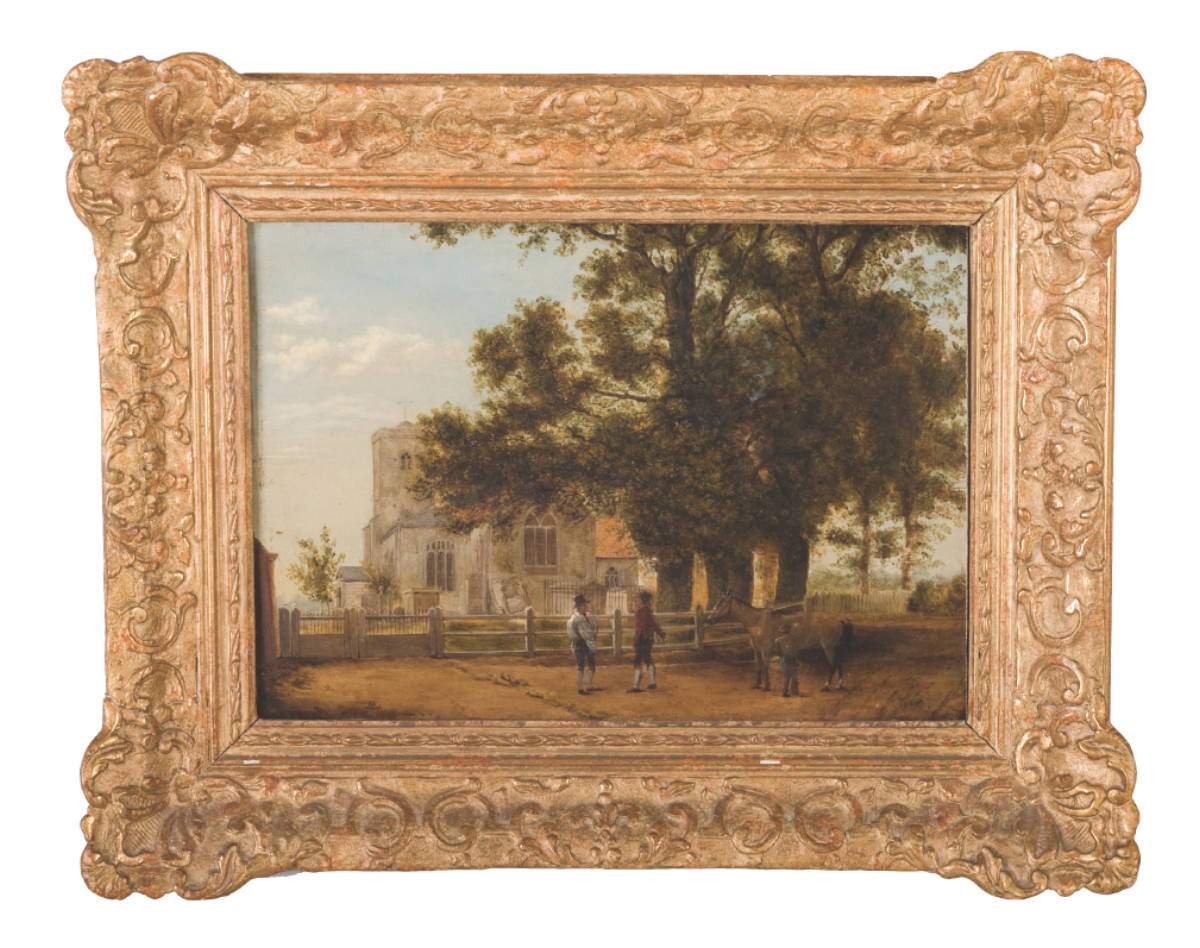 Appraisal: CHARLES TOWNE THE YOUNGER BRITISH - COUNTRY CHURCH WITH FIGURES